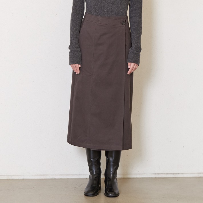 wrap cotton skirt_brown