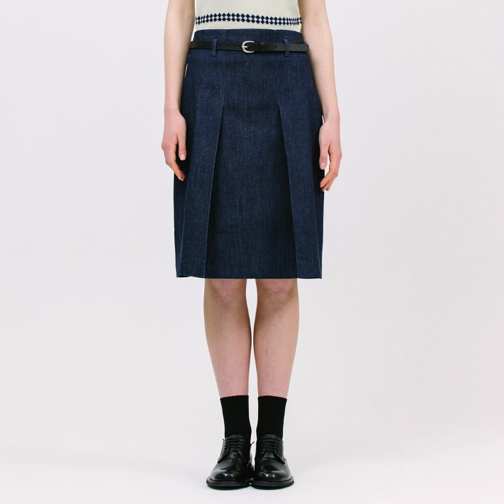 low belted skirt_denim